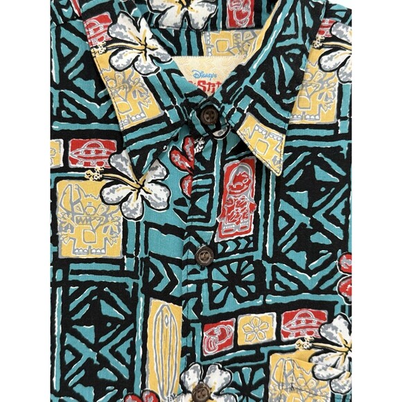 Reyn Spooner Hawaiian Aloha Shirt Disney Lilo & Stitch Rayon Size S RARE - Picture 2 of 7